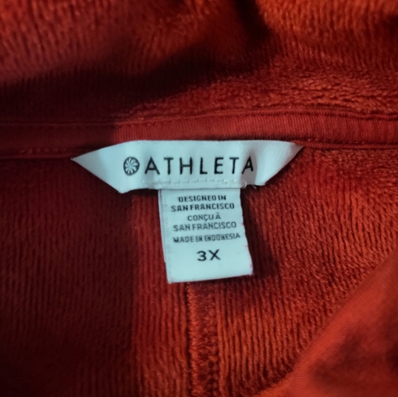 ATHLETA LONG-SLEEVED RED COWL NECK ZIP POCKETS THUMBHOLES SZ 3X - Picture 5 of 8